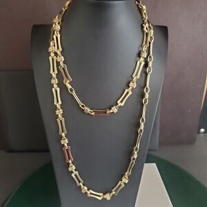 Gold Tone Long Paper‎ Clip Necklace No Brand Versatile Classic Statement